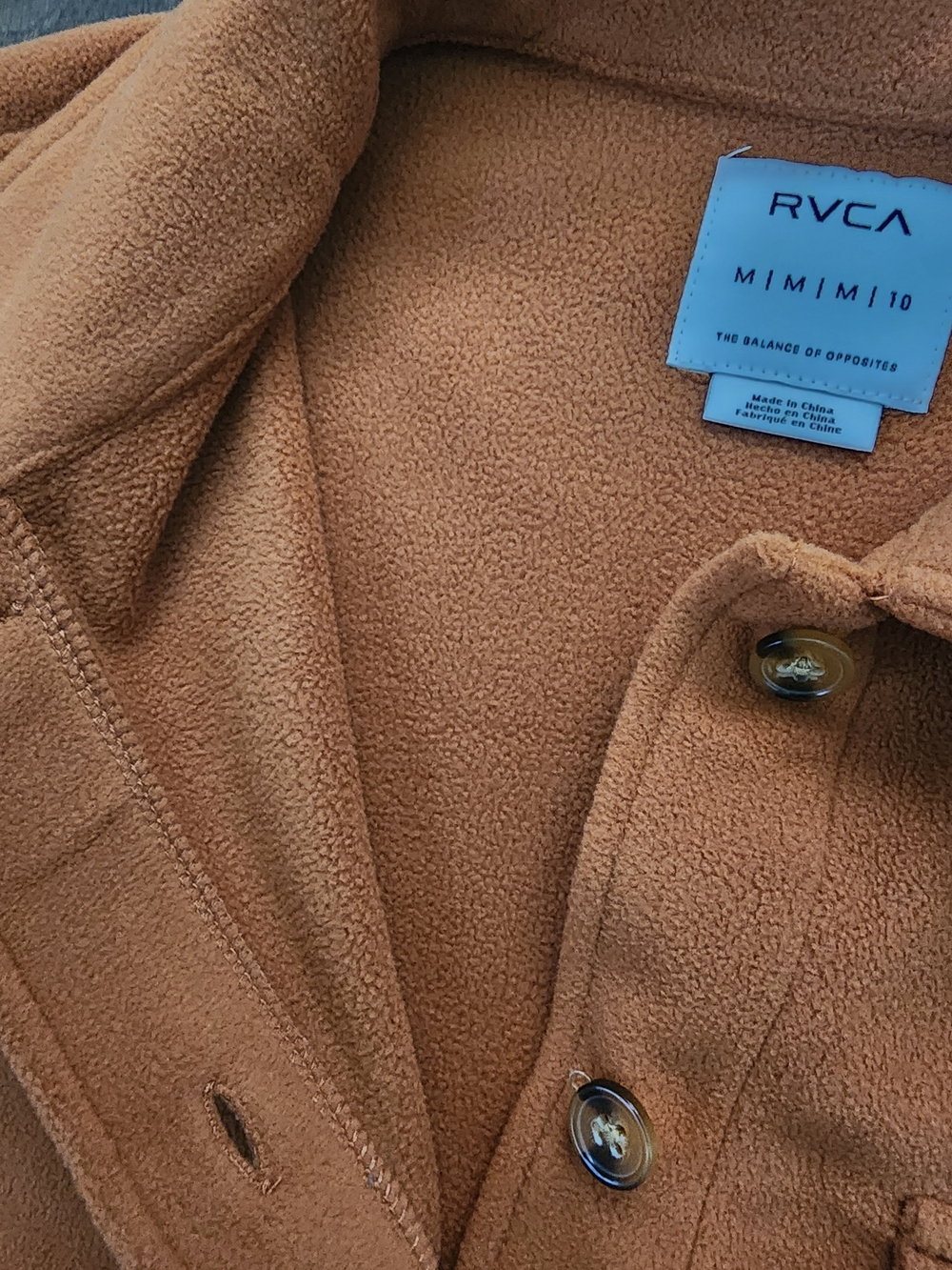 RVCA Men’s Rust Orange Polar Birdie Shacket Button-Front Casual Shirt Jacket - Picture 7 of 7